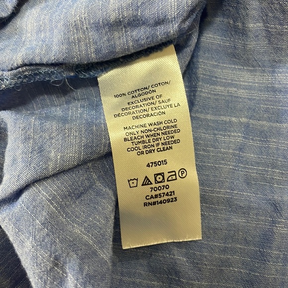 🌸 Clearance! 🌸 Loft Blue & White Lace Bell Sleeve Top Size S 100% Cotton - Picture 5 of 8